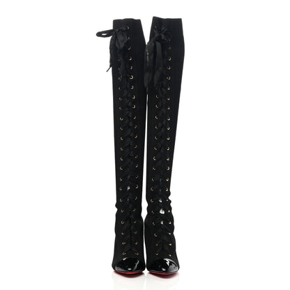 Christian Louboutin Patent Maille Tricot Frenchie 100 Sock Boots 35.5 Black 2 of 6