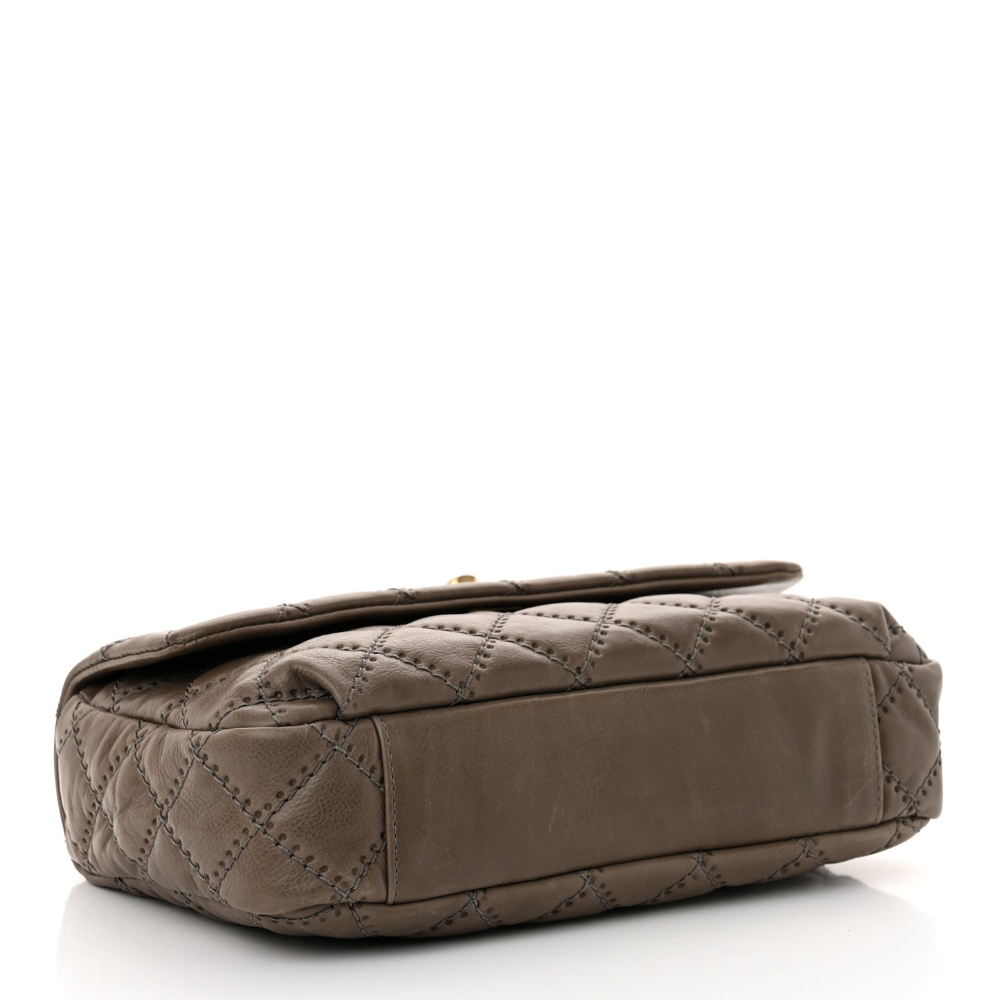 Calfskin Quilted Retro Chain Flap Dark Grey