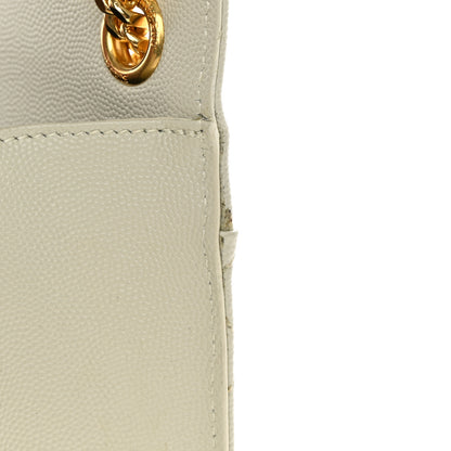 Saint Laurent Grain De Poudre Textured Mixed Matelasse Medium Triquilt Monogram Satchel Crema Soft 13 of 17