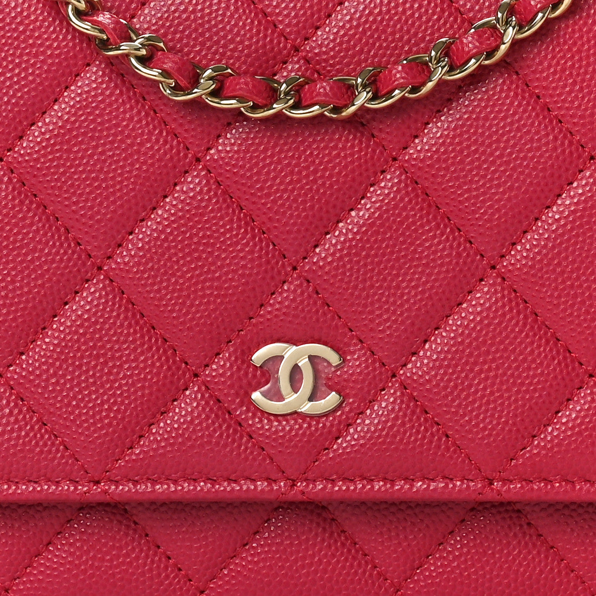 Chanel Caviar Quilted Wallet on Chain WOC Dark Pink 8 of 11