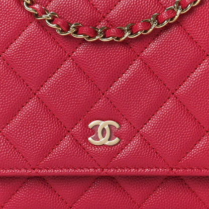 Chanel Caviar Quilted Wallet on Chain WOC Dark Pink 8 of 11