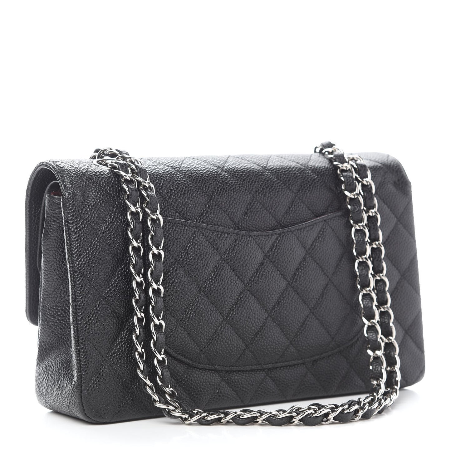 Caviar Quilted Medium Double Flap Black