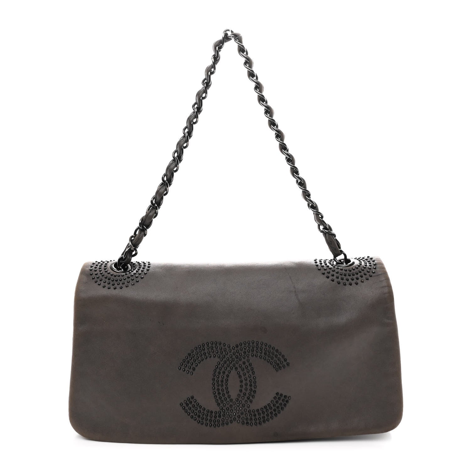 Chanel Lambskin Studded CC East West Flap Grey 1 of 11