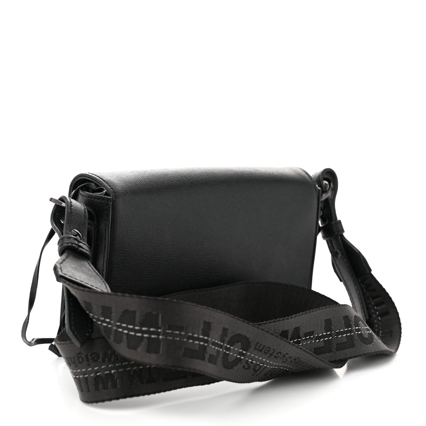 Saffiano Striped Mini Diag Binder Clip Bag Black White