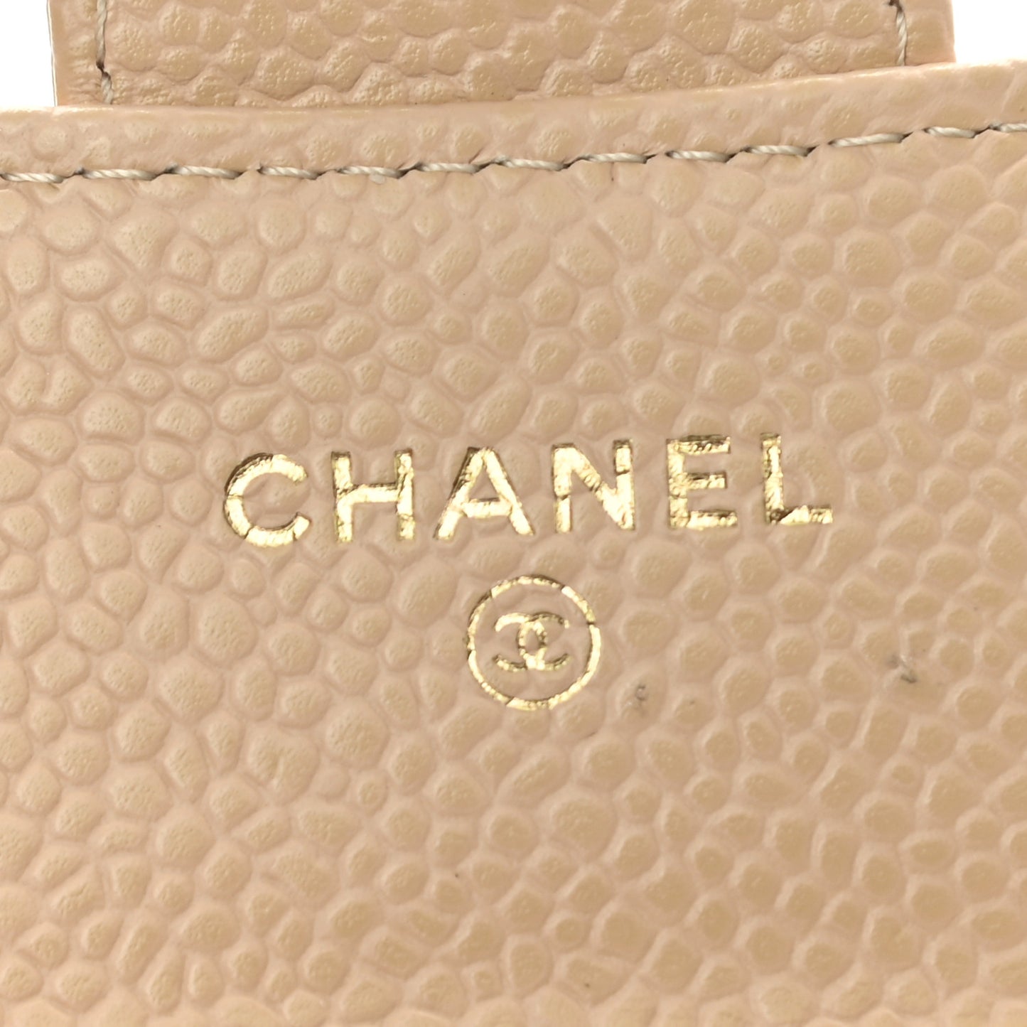 Caviar Quilted Flap Card Holder Wallet Beige