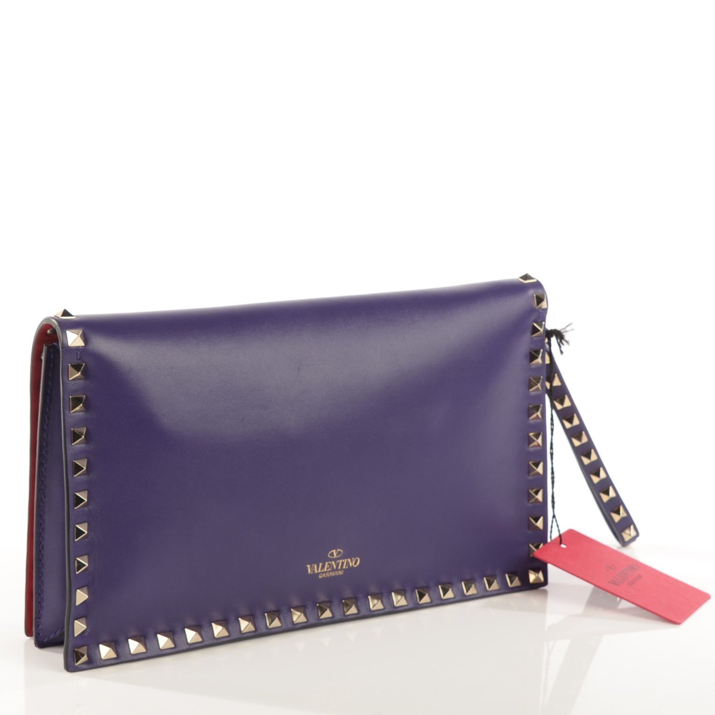 Nappa Rockstud Wristlet Clutch Purple