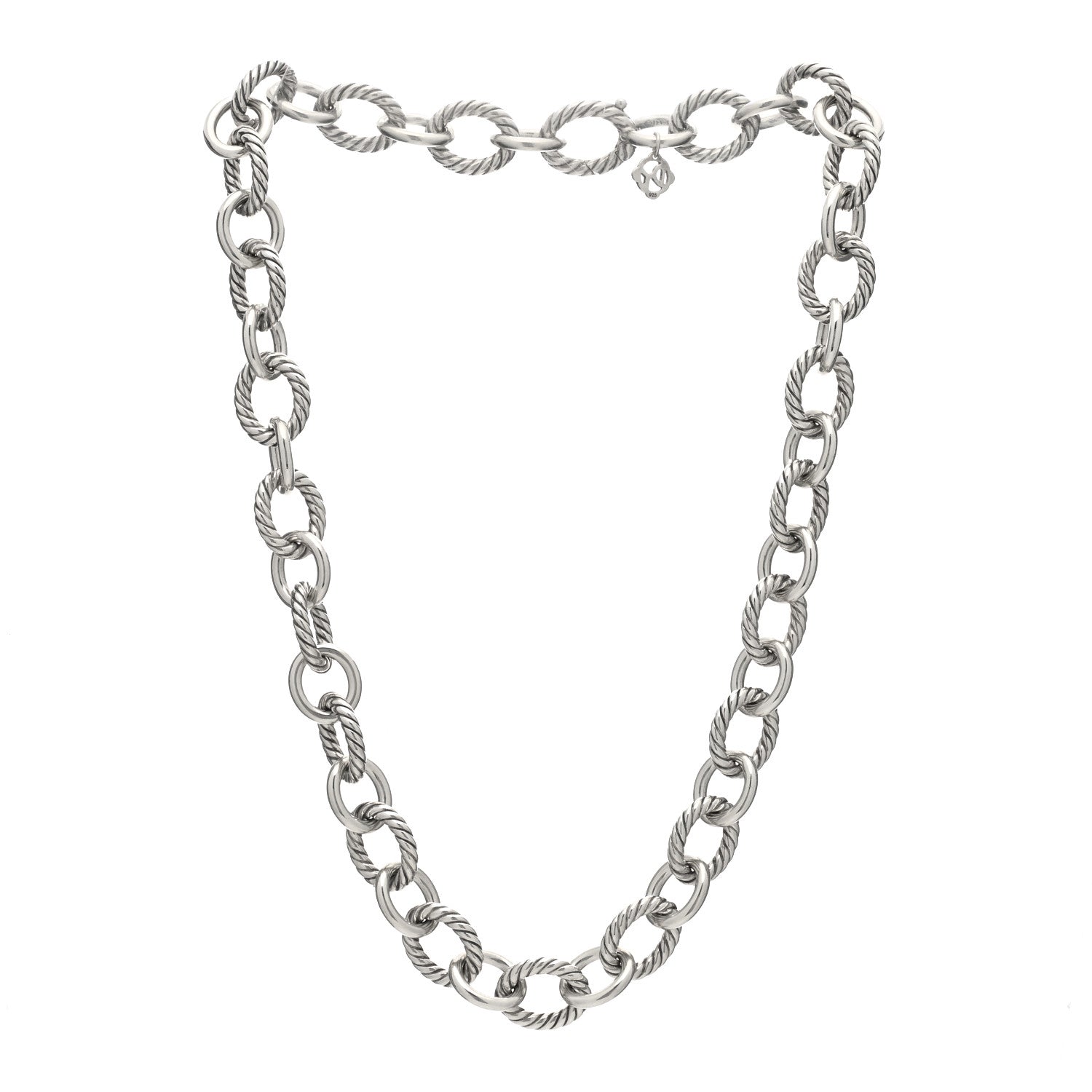 David Yurman Sterling Silver 12mm Oval Link Necklace 2 of 3