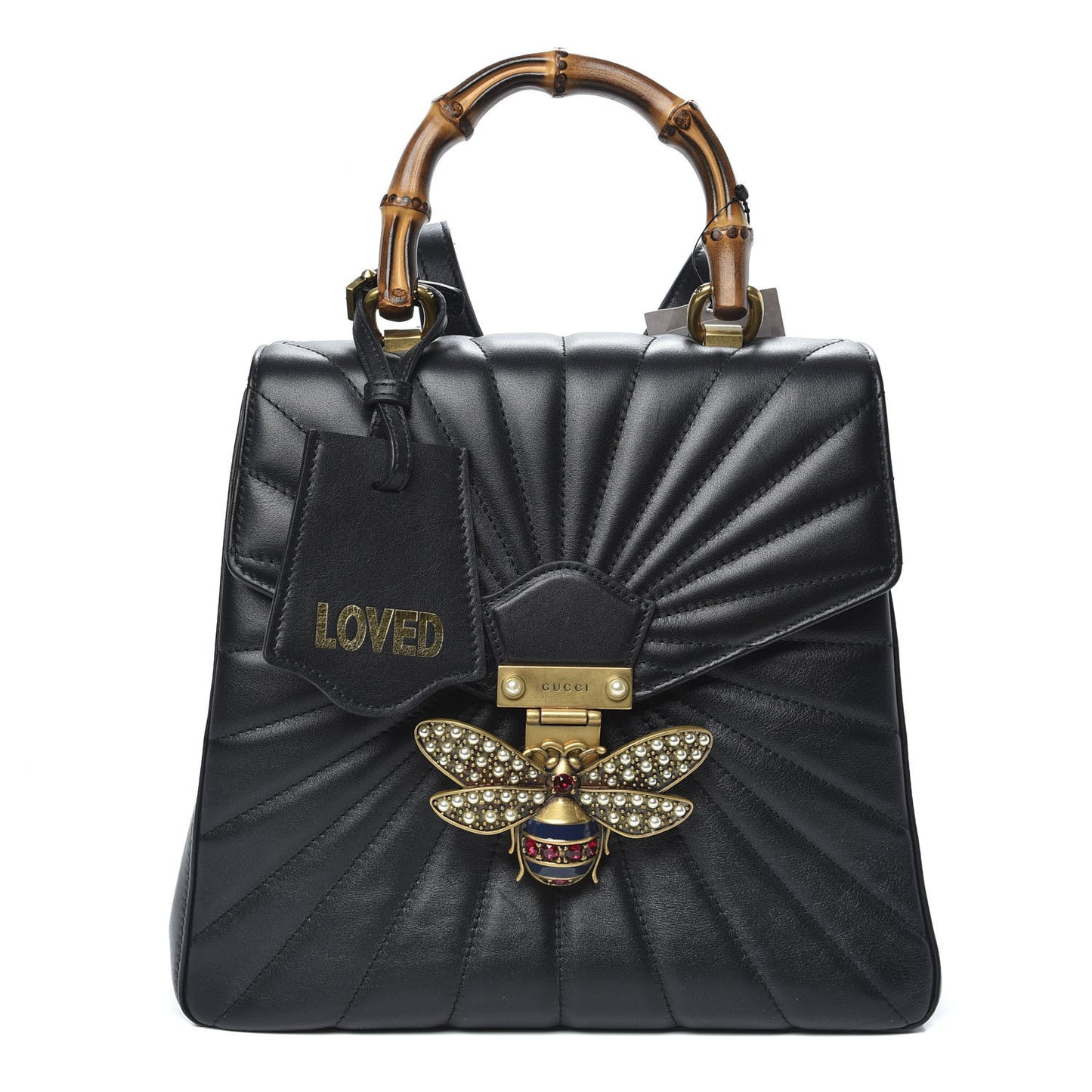 Calfskin Bamboo Trapuntata Queen Margaret Backpack Black