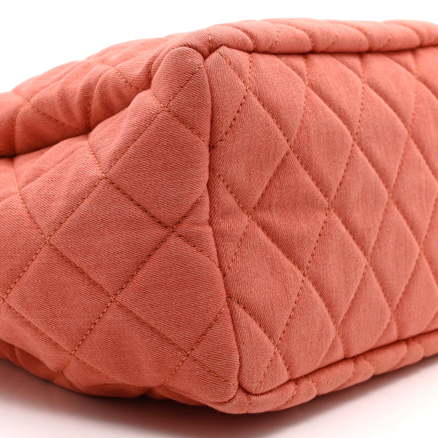Washed Denim Quilted Small Urban Spirit Drawstring Bag Orange