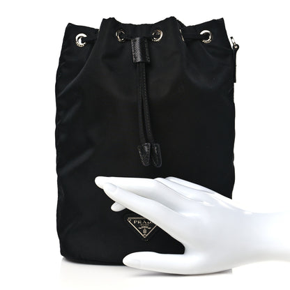 Prada Saffiano Tessuto Nylon Vela Bucket Wristlet Black 2 of 10