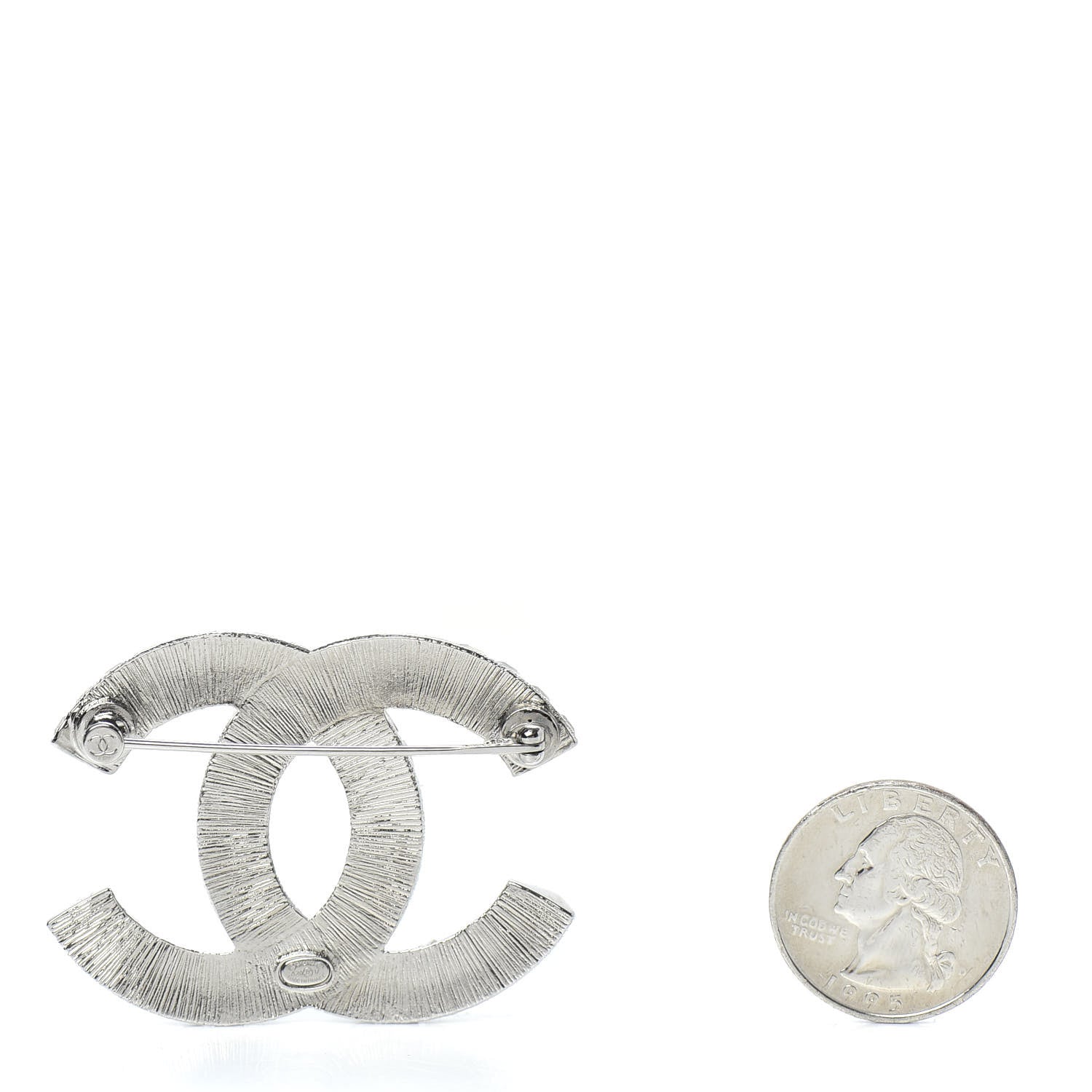 Chanel Baguette Crystal CC Brooch Silver 2 of 4