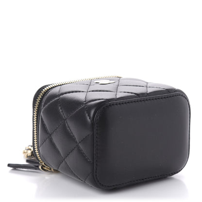 Chanel Lambskin Quilted Mini Vanity Case With Chain Black 4 of 11
