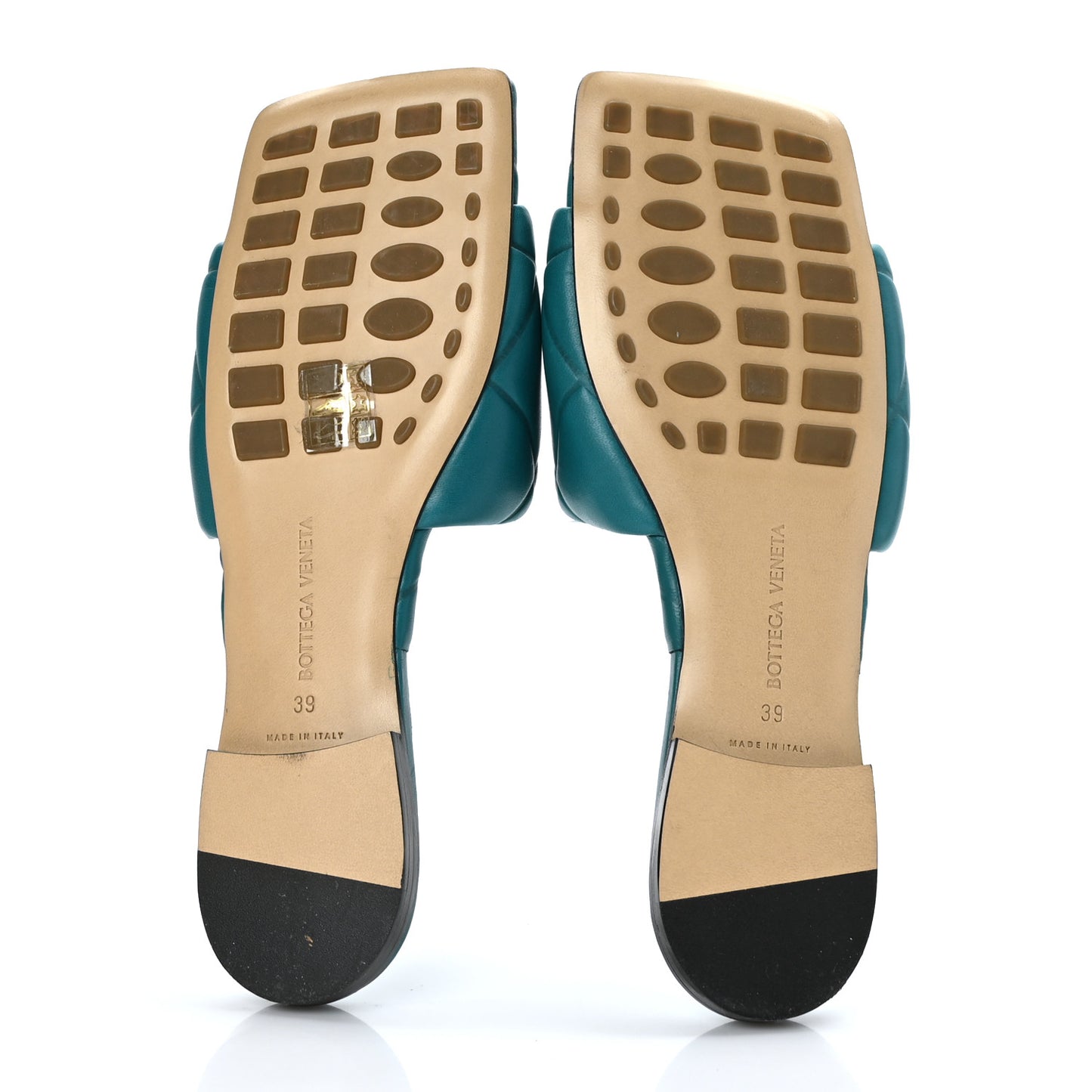 Nappa Quilted Rubber Lido Flat Sandals 39 Duck Green