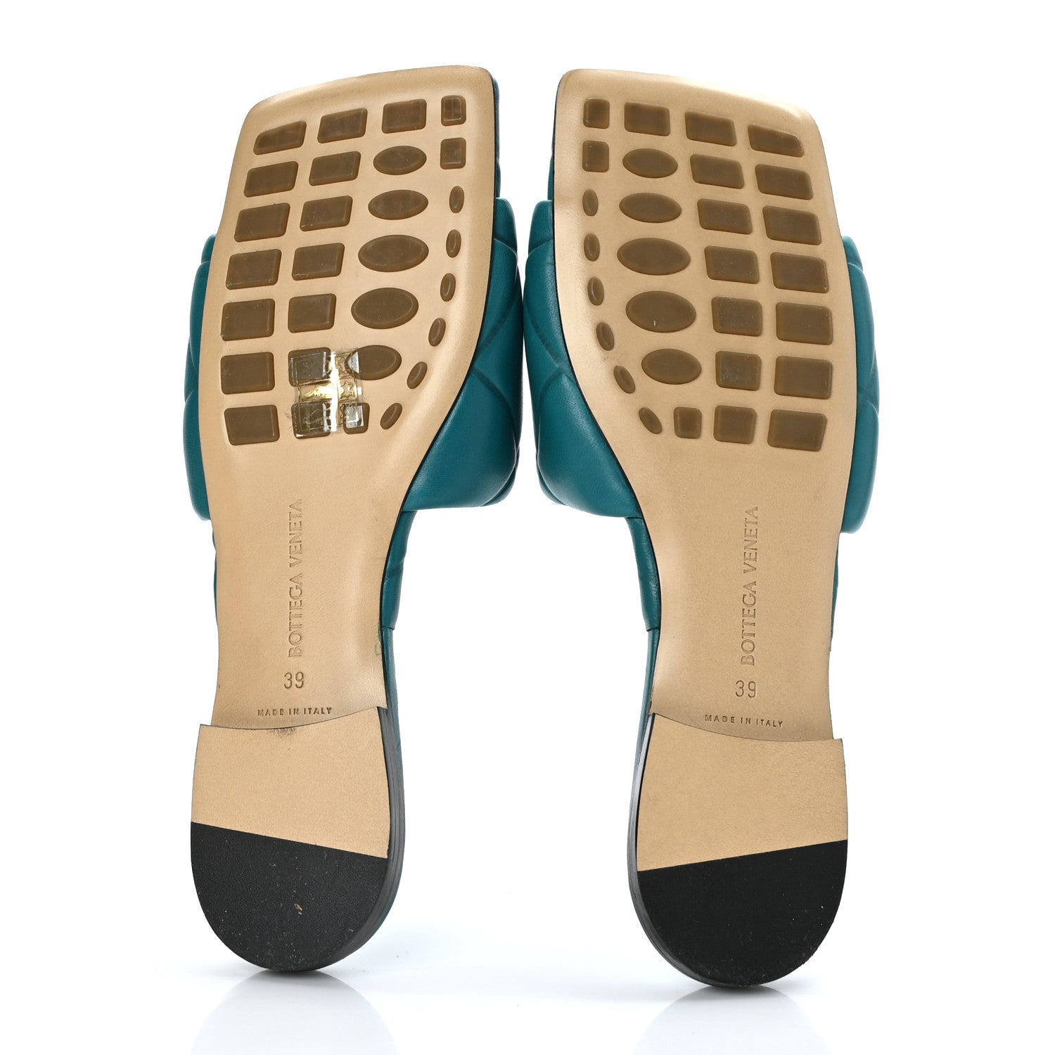Bottega Veneta Nappa Quilted Rubber Lido Flat Sandals 39 Duck Green 5 of 7