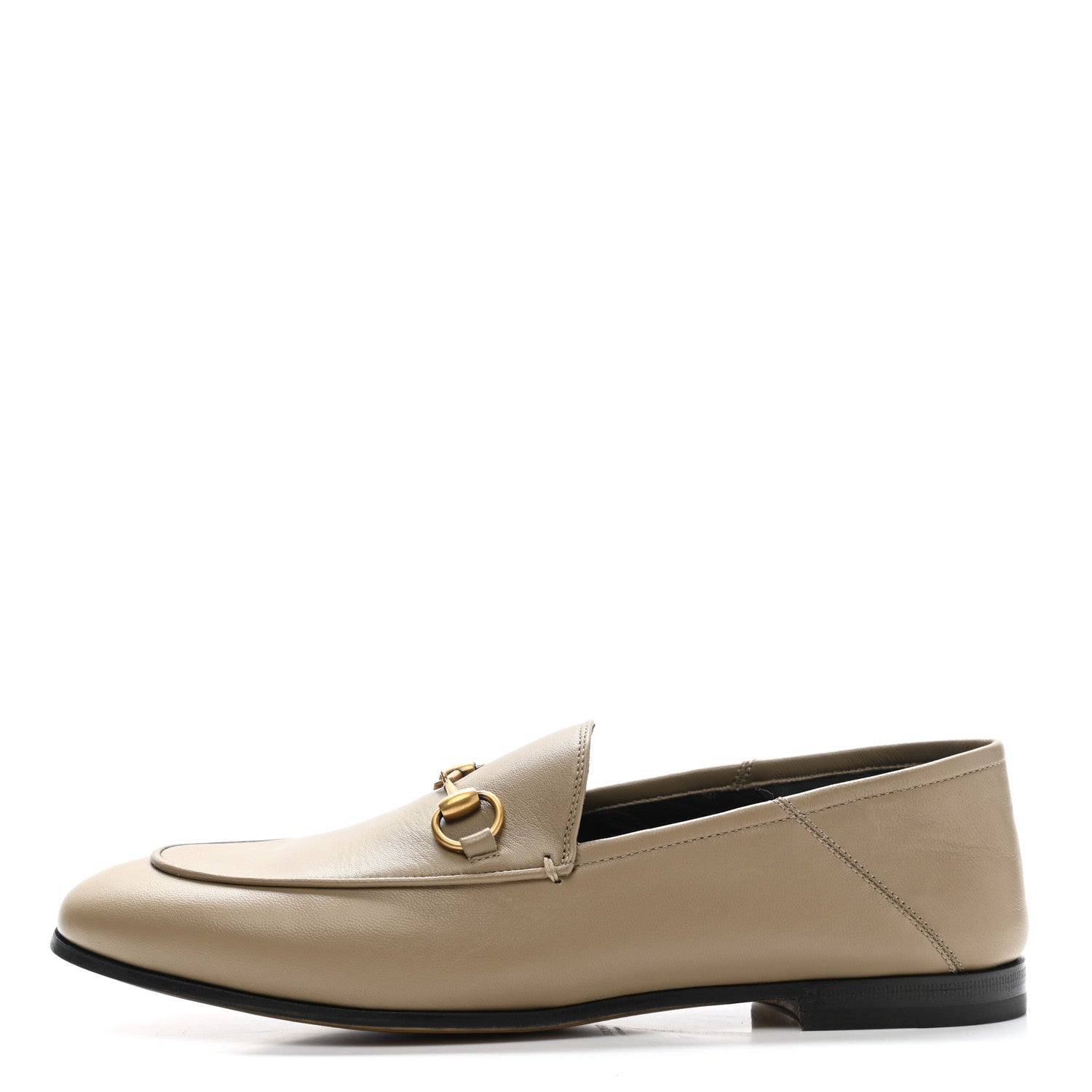 Gucci Lambskin Womens Brixton Horsebit Loafers 38 Mud 1 of 9