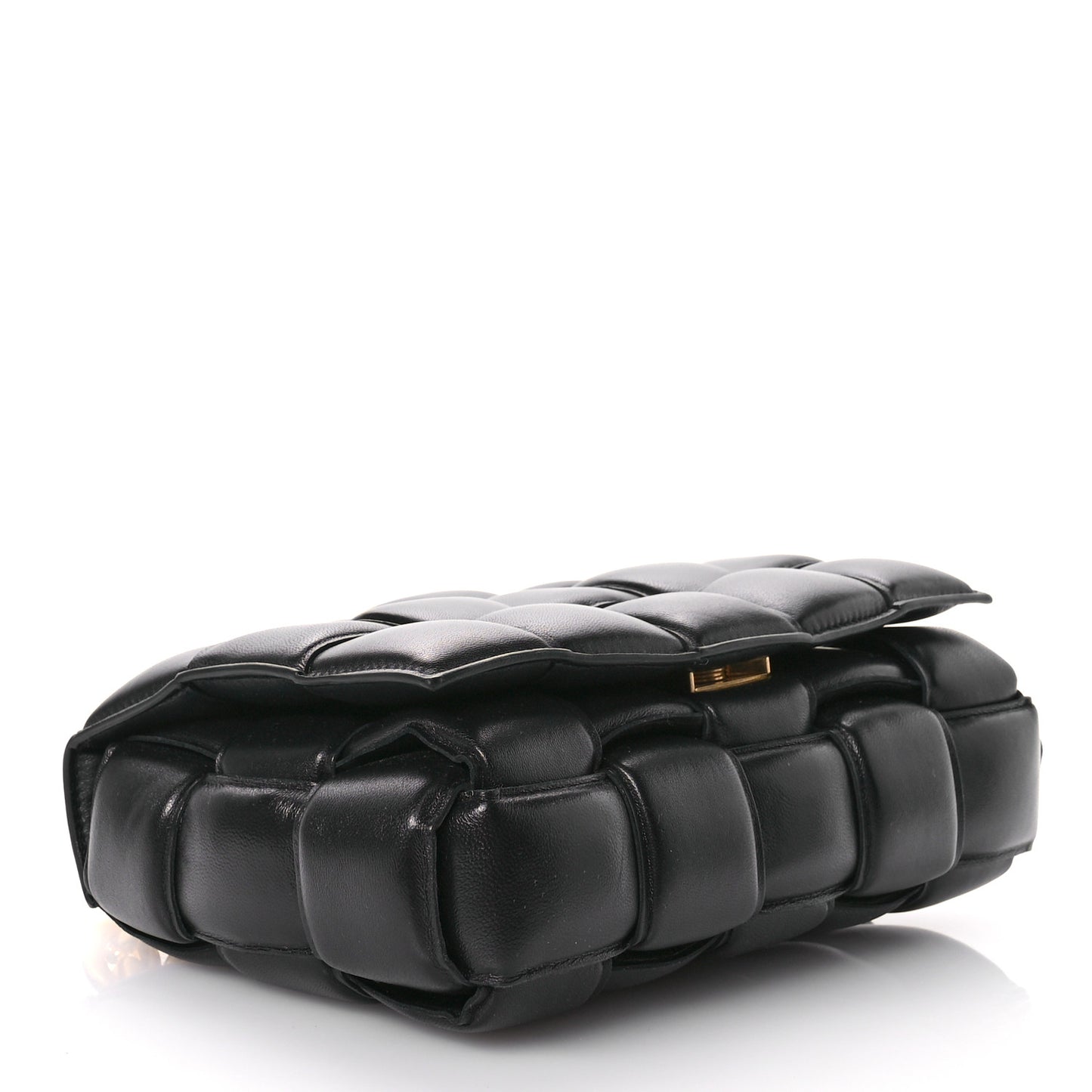 Lambskin Maxi Intreccio Padded Chain Cassette Crossbody Bag Black