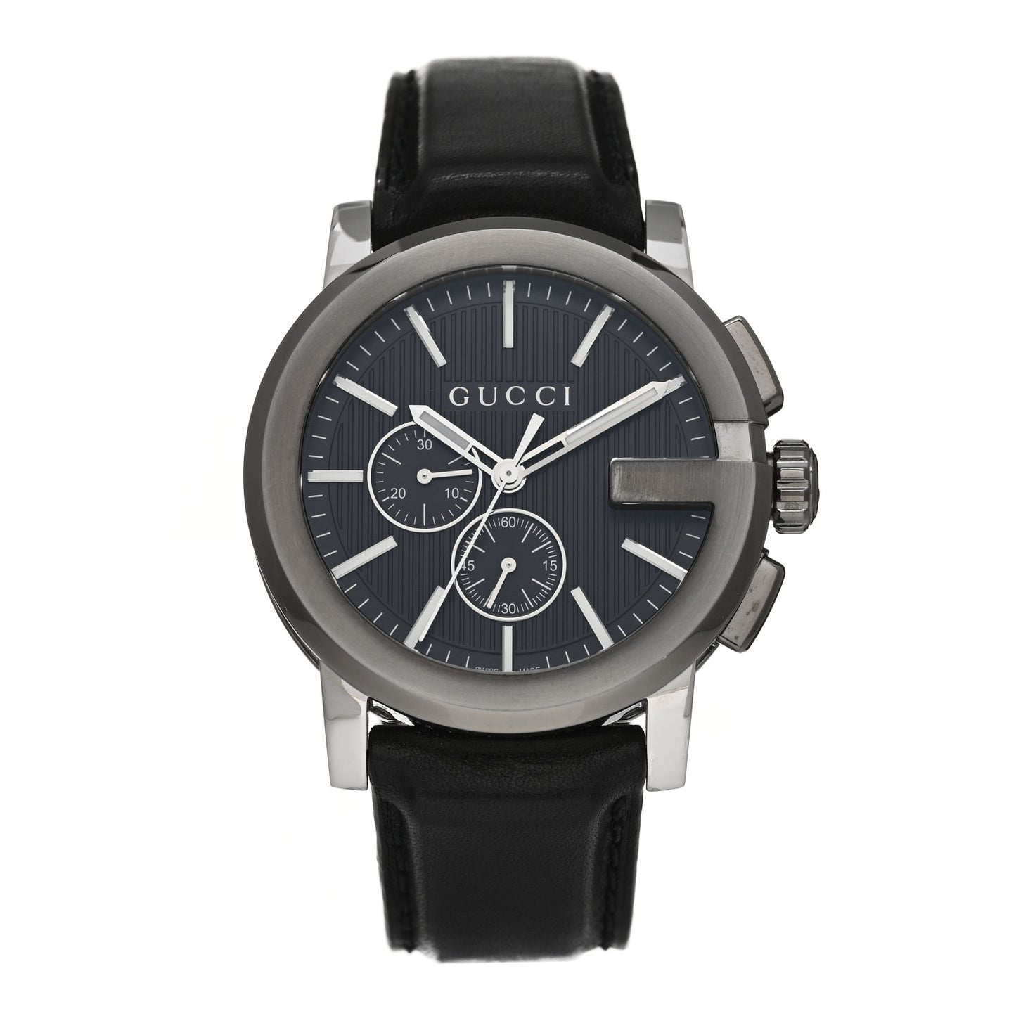 Stainless Steel Calfskin 44mm G-Chrono Quartz Watch Black