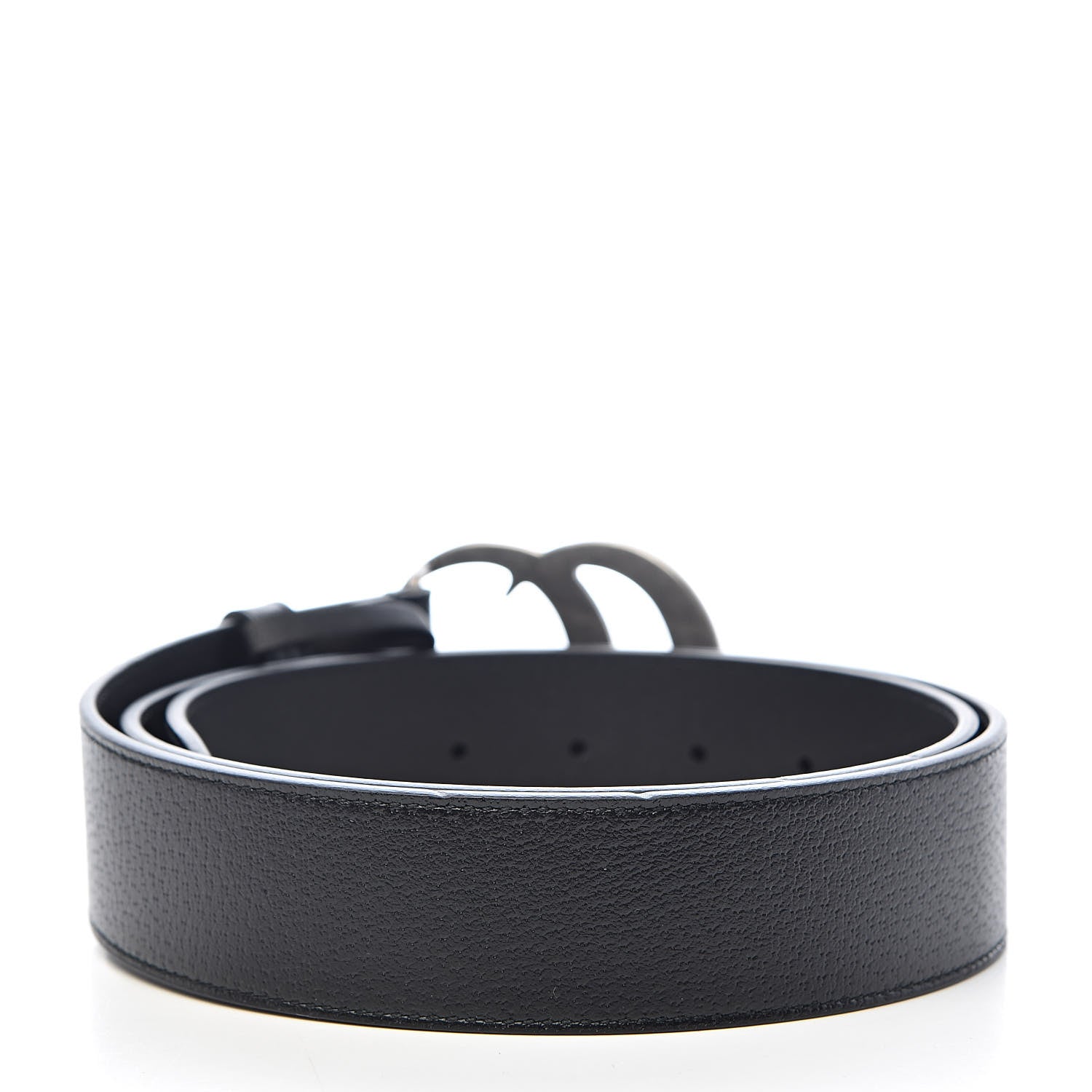 Gucci Textured Dollar Calfskin Nickel Double G 40mm Belt 100 40 Black 3 of 6