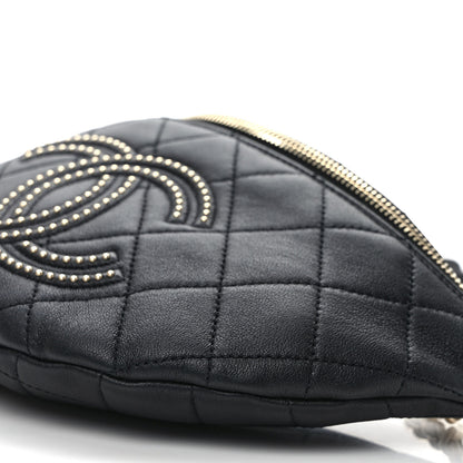 Chanel Lambskin Quilted Studded Waist Bag Fanny Pack Black 9 of 9