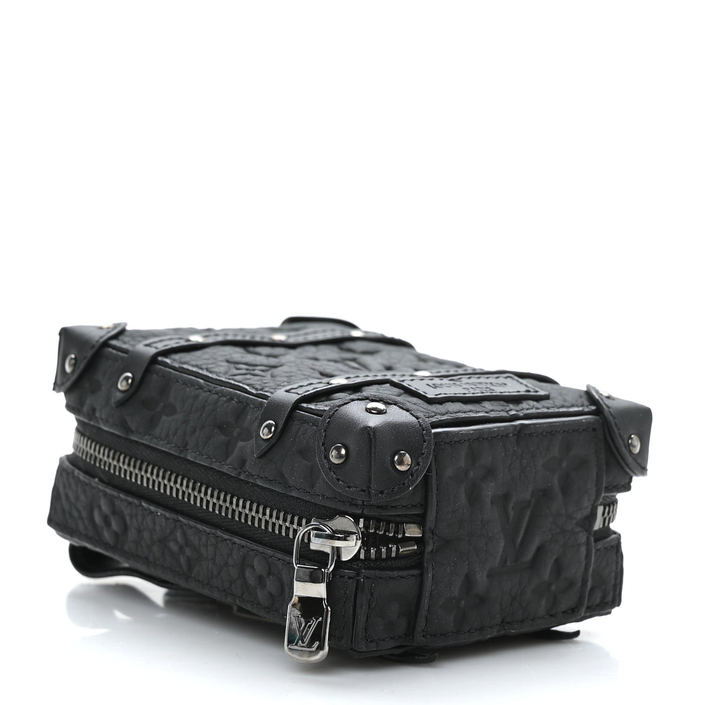 Monogram Taurillon Soft Trunk Backpack Pouch Bag Charm Key Ring Black