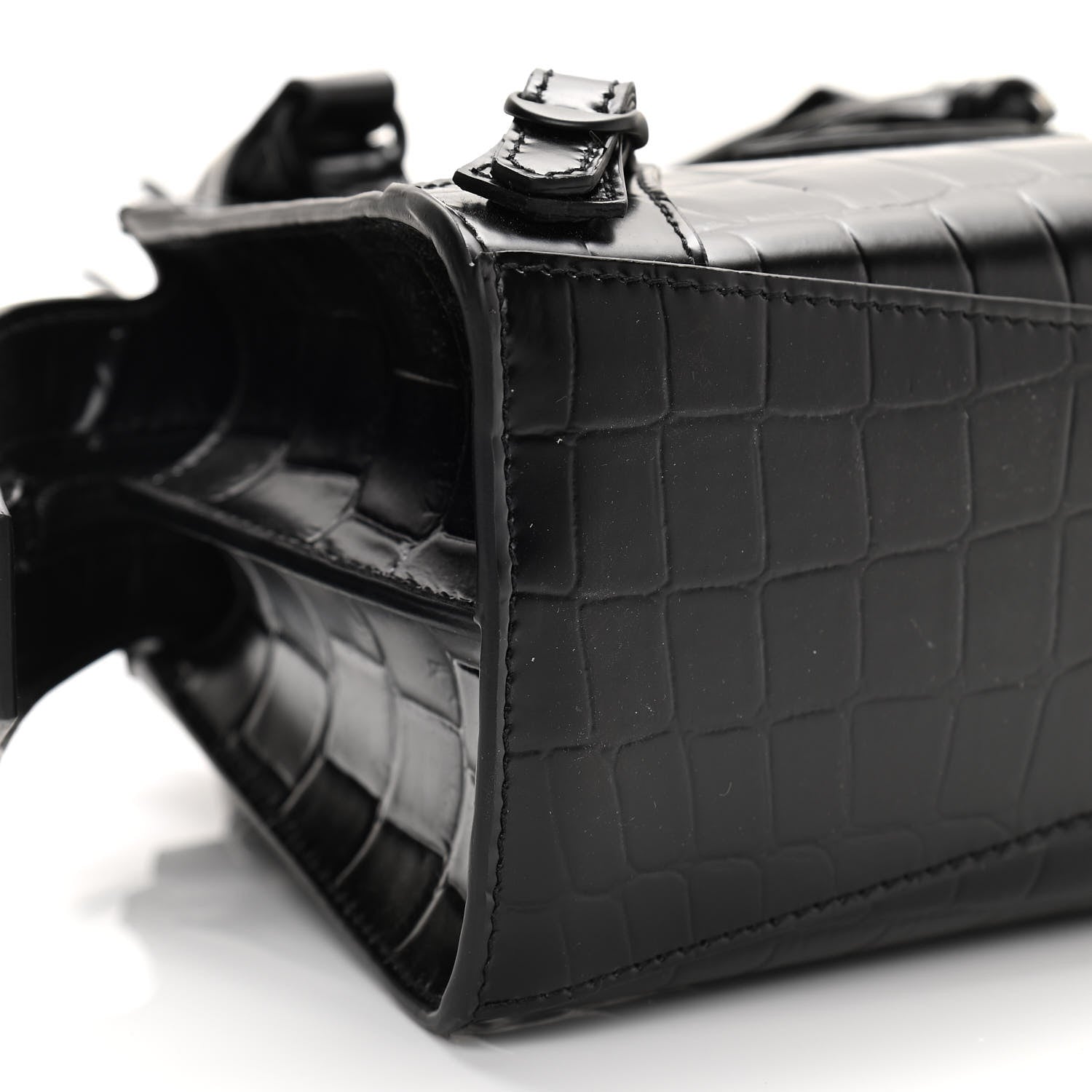 Balenciaga Semi Shiny Calfskin Crocodile Embossed Neo Classic Black Hardware Mini City Black 5 of 9