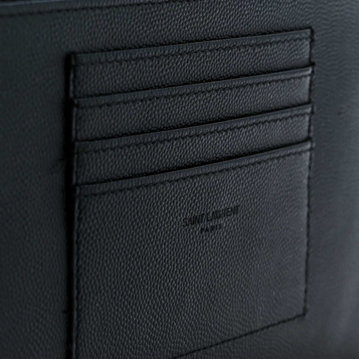 Saint Laurent Grain De Poudre Chevron Monogram Large Bill Pouch Black 16 of 18