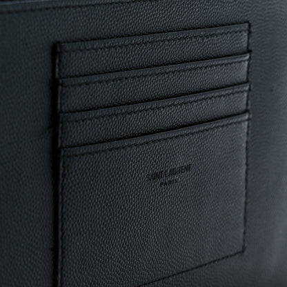 Saint Laurent Grain De Poudre Chevron Monogram Large Bill Pouch Black 16 of 18