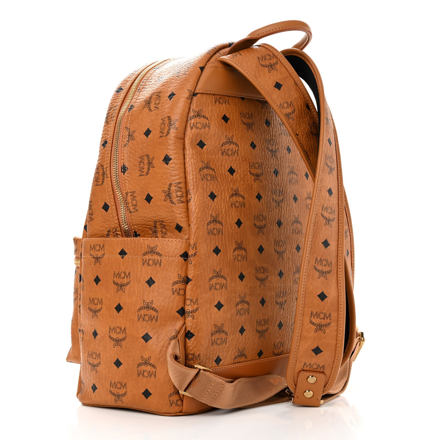 MCM Visetos Mens Medium Stark Backpack Cognac 3 of 10
