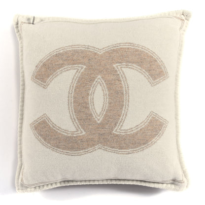 Chanel Merino Wool Cashmere CC Pillow Beige Off White 2 of 3