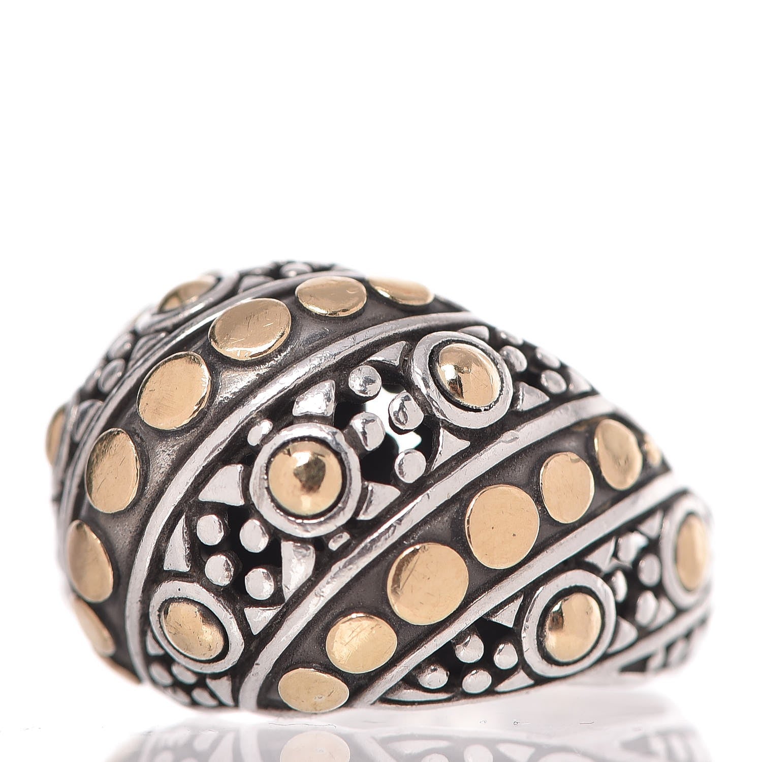 John Hardy Sterling Silver 18K Yellow Gold Jaisalmer Dot Ring 54.5 7 3 of 6