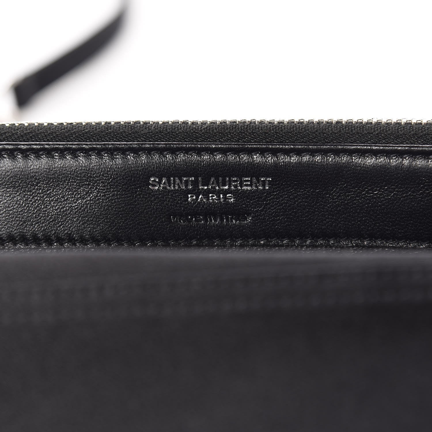Saint Laurent Satin Chevron Monogram Envelope Chain Wallet Black 7 of 9