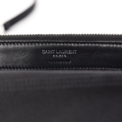 Saint Laurent Satin Chevron Monogram Envelope Chain Wallet Black 7 of 9
