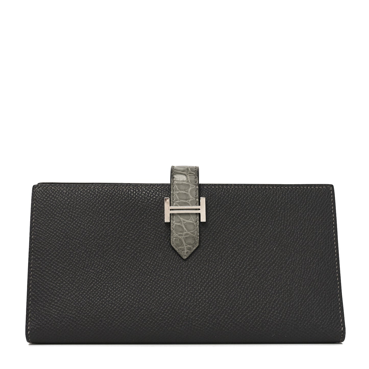 Epsom Matte Alligator Bearn Touch Gusset Wallet Graphite Gris Ciment
