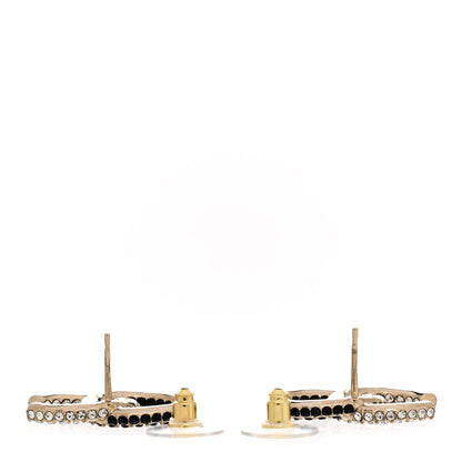 Chanel Crystal CC Earrings Gold Black 3 of 4