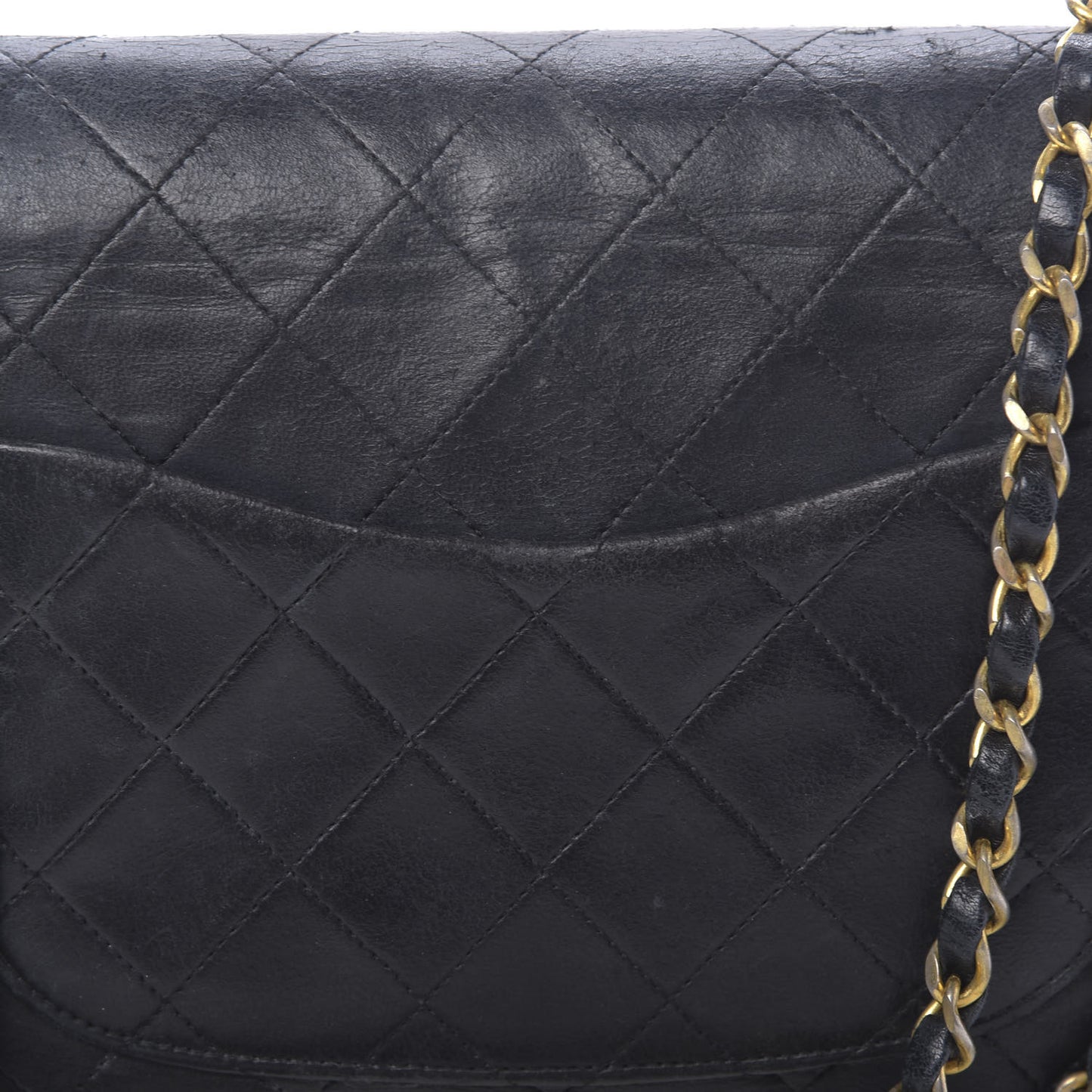 Lambskin Quilted Medium Double Flap Black