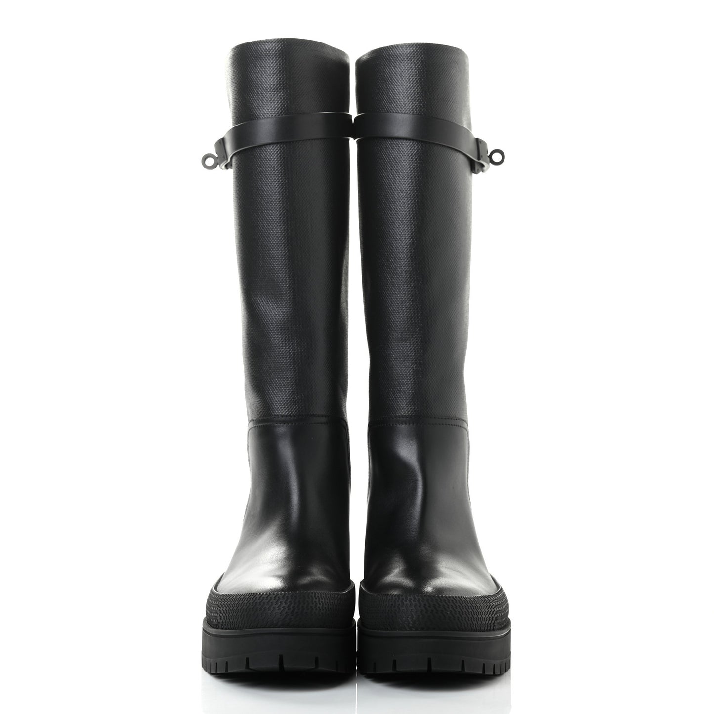 Coated Canvas Calfskin Barn Boots 37.5 Black