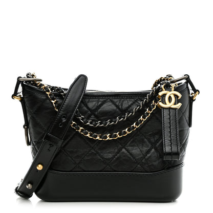 Chanel Aged Calfskin Quilted Small Gabrielle Hobo Black 1 of 12