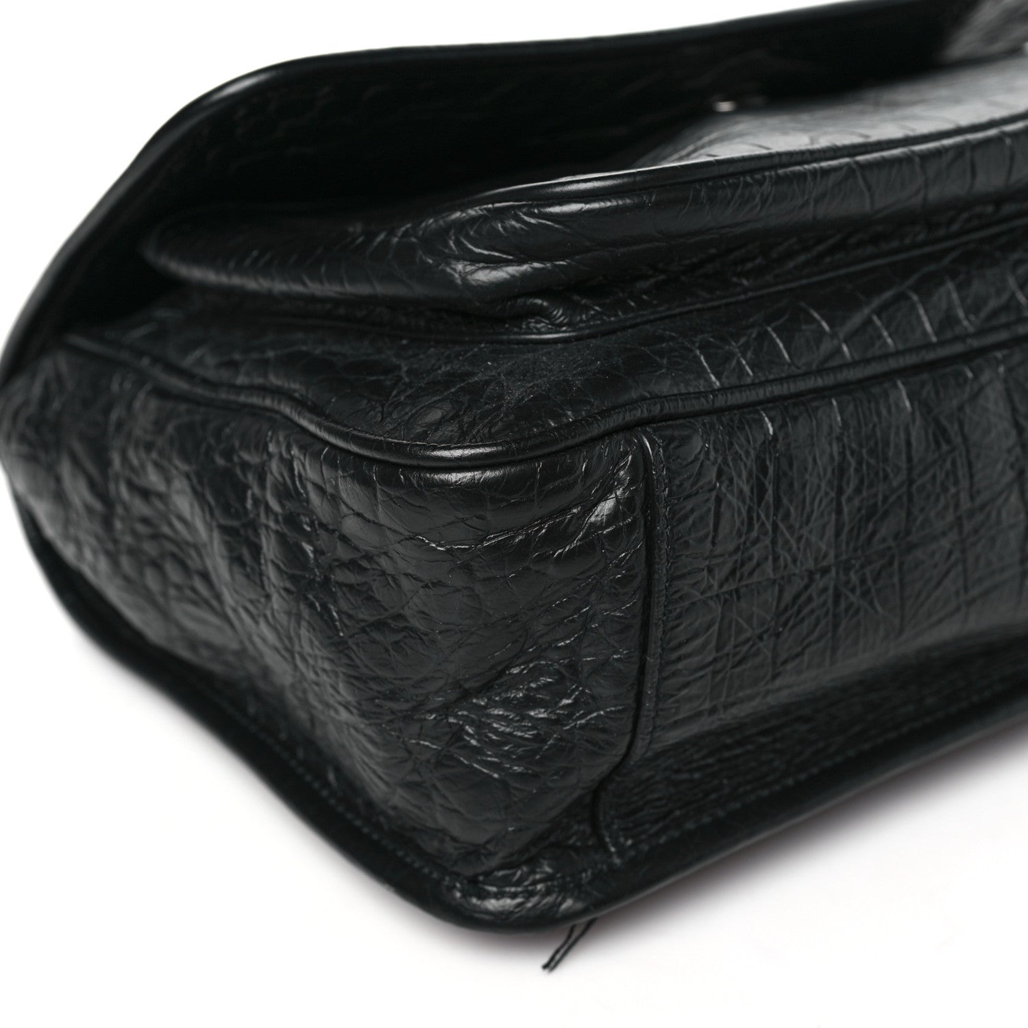 Saint Laurent Crocodile Embossed Lambskin Monogram Medium Niki Chain Satchel Black 9 of 11