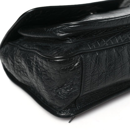 Saint Laurent Crocodile Embossed Lambskin Monogram Medium Niki Chain Satchel Black 9 of 11