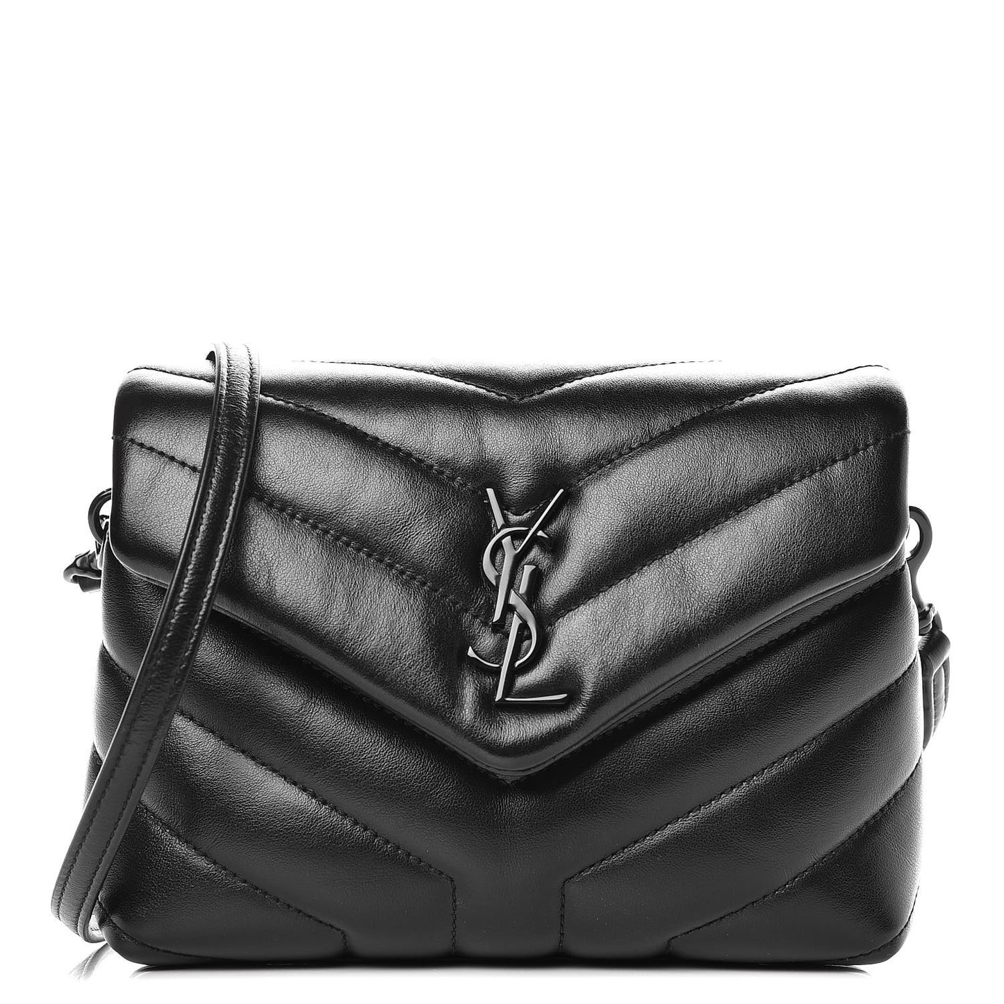 Calfskin Y Quilted Monogram Toy Loulou Crossbody Bag Black