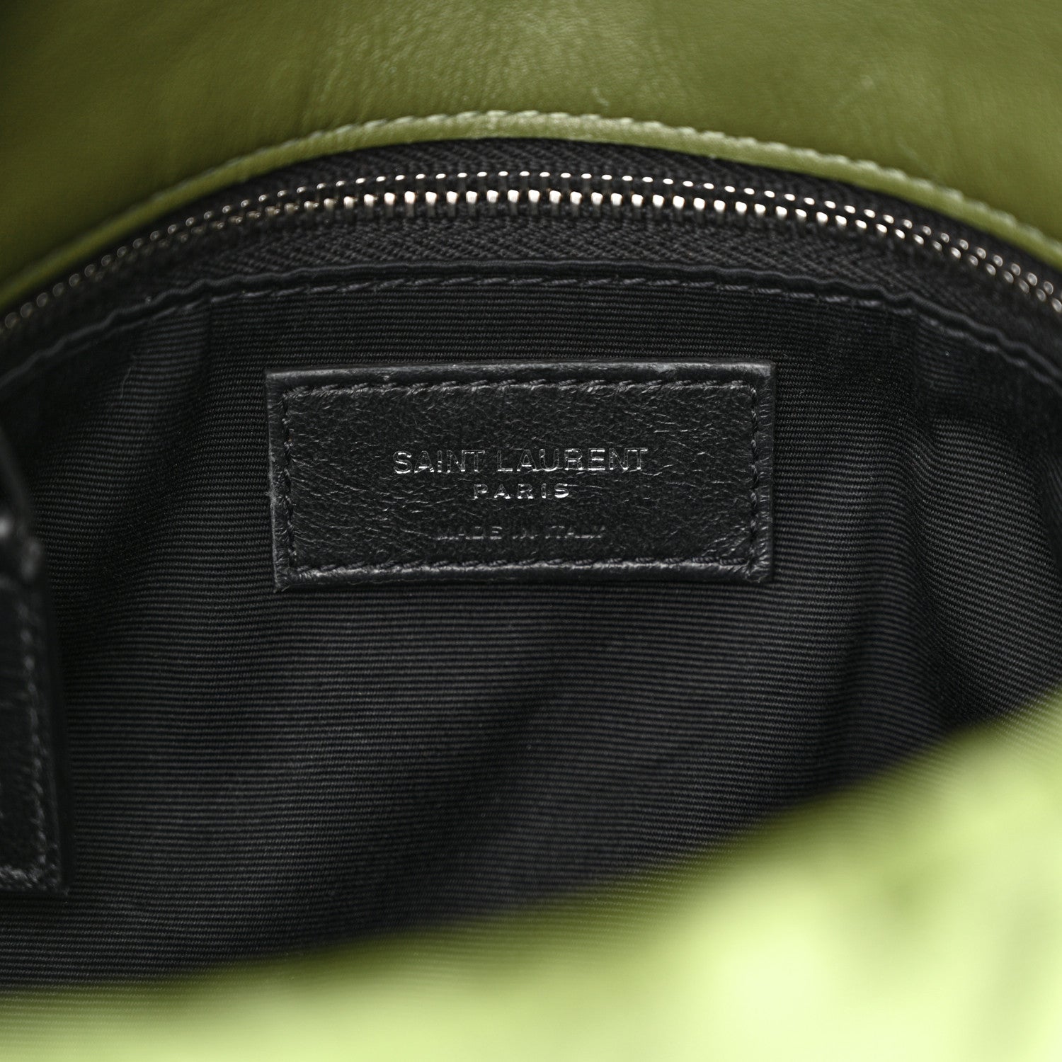 Saint Laurent Crushed Velvet Quilted Small Loulou Puffer Monogram Chain Satchel Green 6 of 11