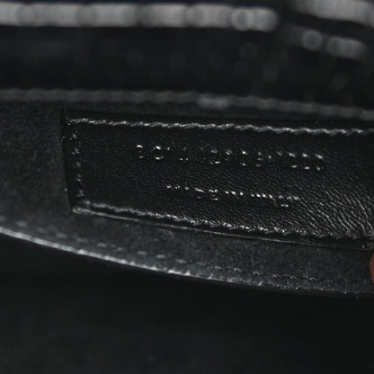 Saint Laurent Calfskin Crocodile Embossed Medium Monochrome Monogram Sunset Black 7 of 8