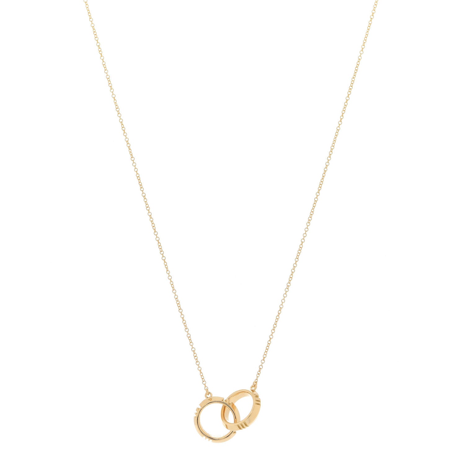 Tiffany 18K Yellow Gold Interlocking Atlas Open Pendant Necklace 1 of 8