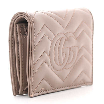 Gucci Calfskin Matelasse GG Marmont Card Case Wallet Porcelain Rose 2 of 7