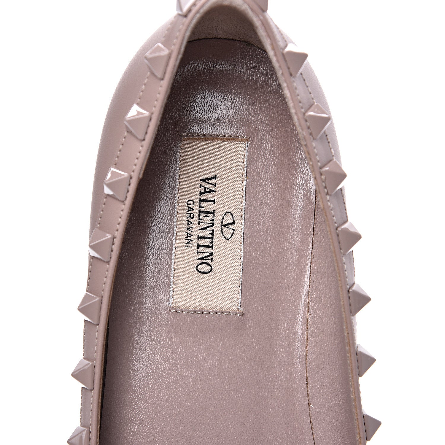 Valentino Garavani Calfskin Lacquered Monochrome Rockstud Ballerina Flats 38 Poudre 6 of 10