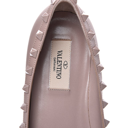 Valentino Garavani Calfskin Lacquered Monochrome Rockstud Ballerina Flats 38 Poudre 6 of 10