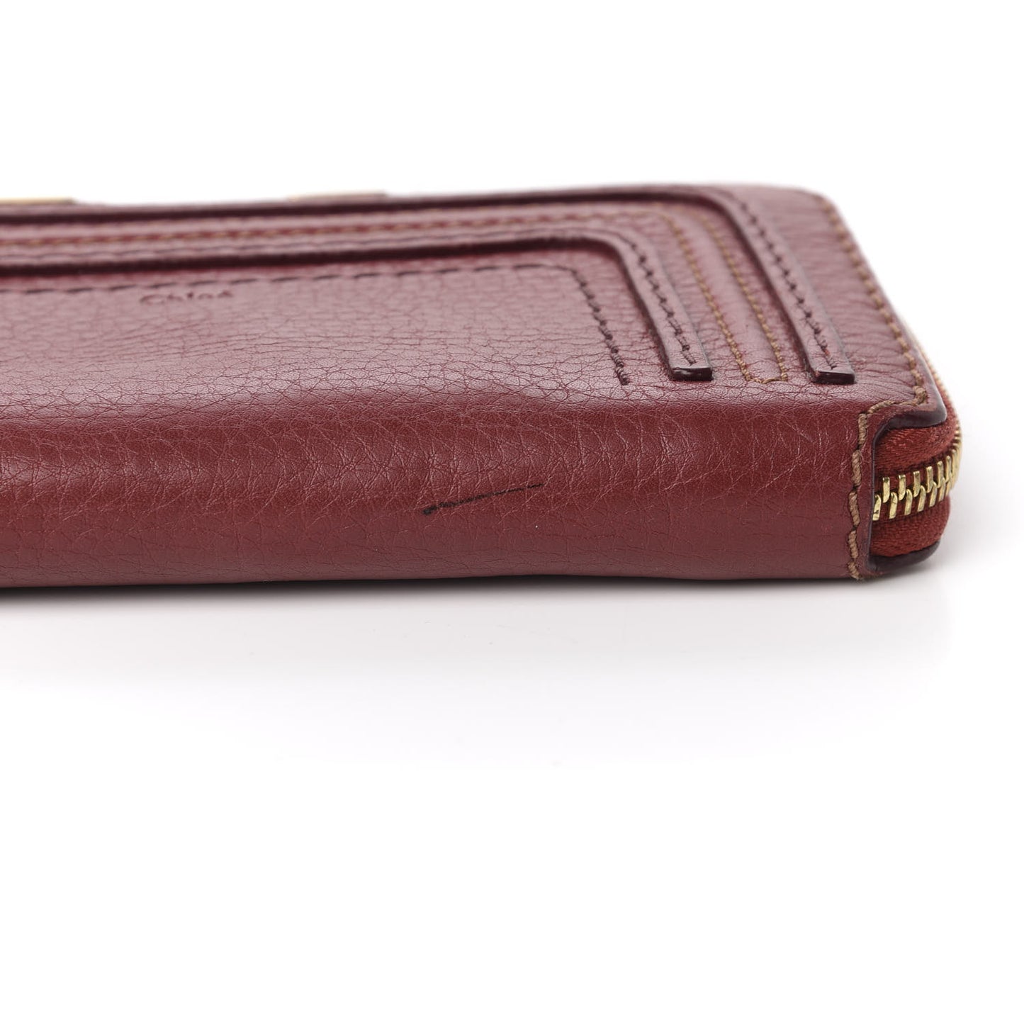 Grained Calfskin Marcie Long Zip Around Wallet Red