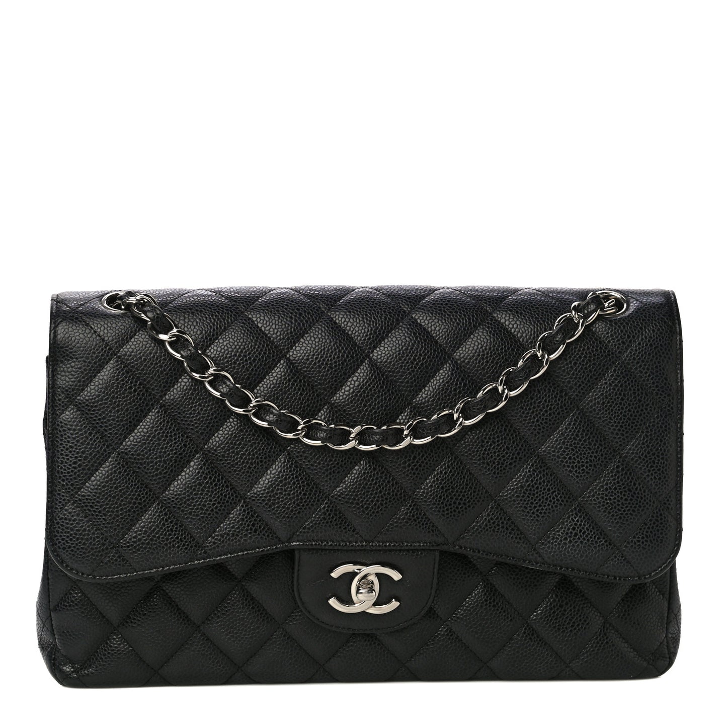 Caviar Quilted Jumbo Double Flap Black