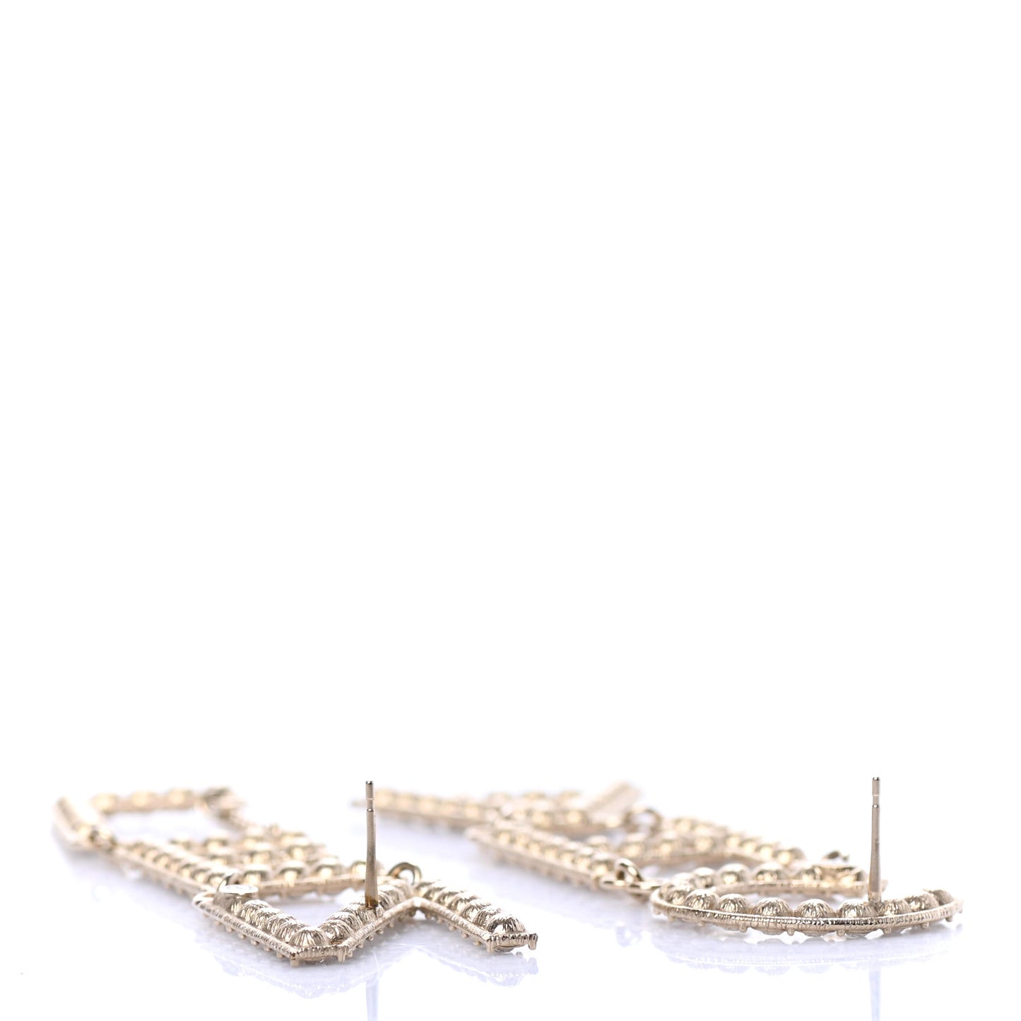 Crystal Cha-Nel Logo Drop Earrings Gold
