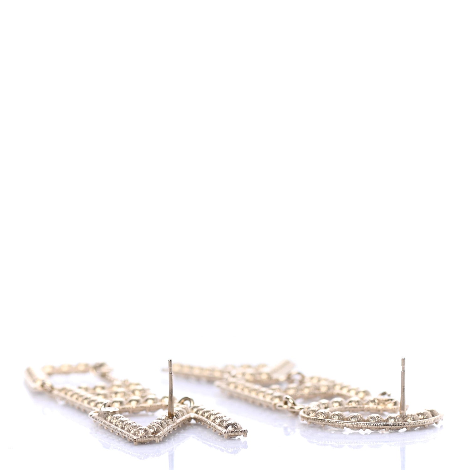 Chanel Crystal Cha-Nel Logo Drop Earrings Gold 3 of 4
